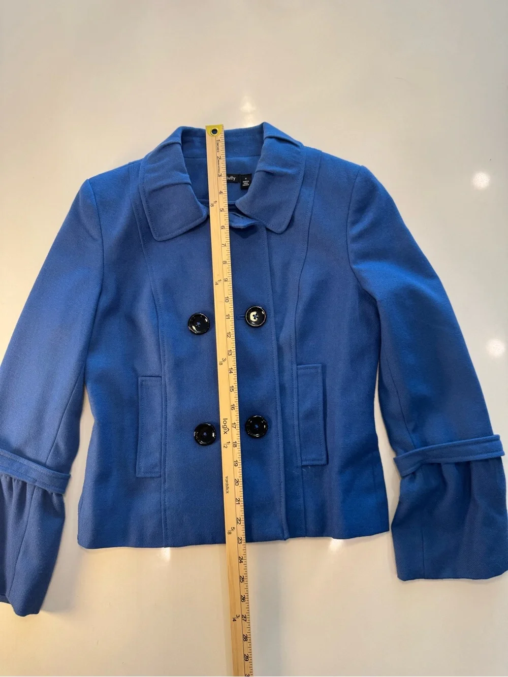 Relativity Blue Double-Breasted Peacoat Jacket - Picture 4 of 10
